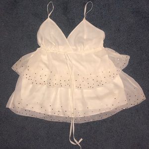 White spaghetti strap swing blouse